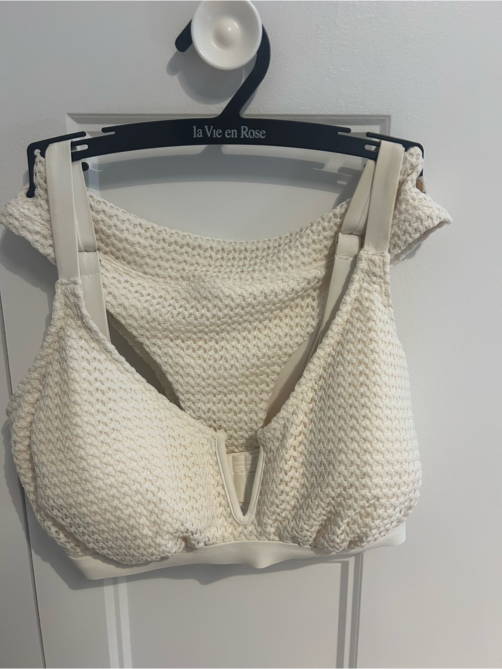 La Vie en Rose Cream Textured Knit Bikini
